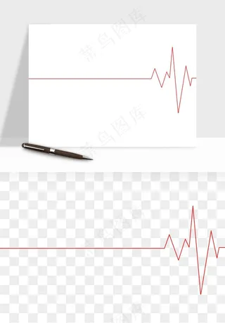 手绘心电图爱心线条png免抠