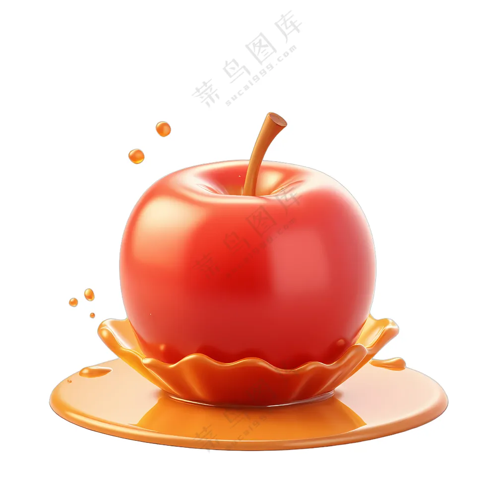 红苹果在橙汁中