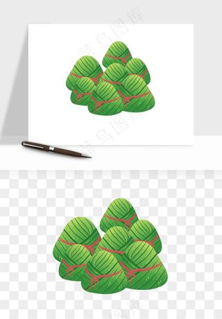 国潮粽子手绘肉粽png免抠