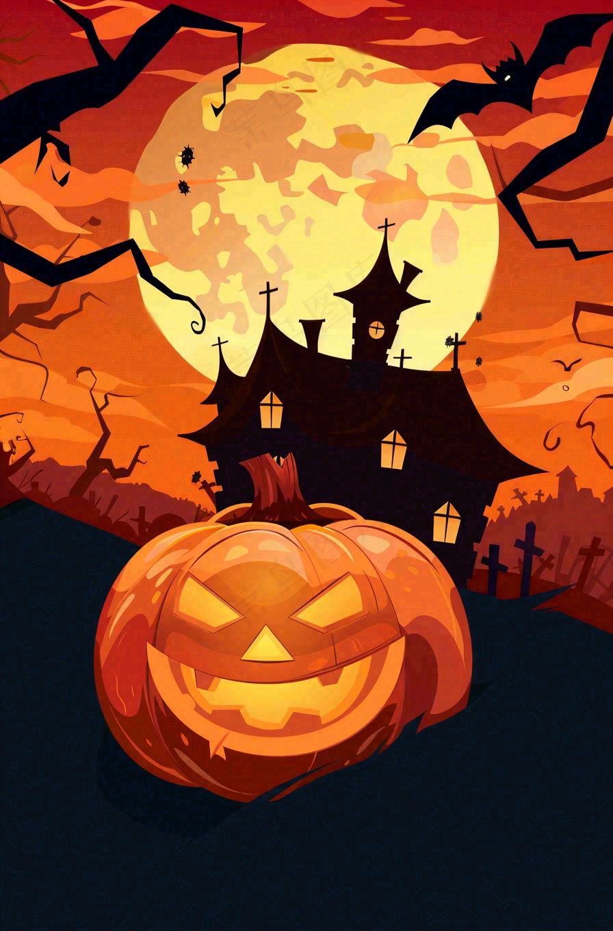 万圣节南瓜灯捣蛋恐怖背景