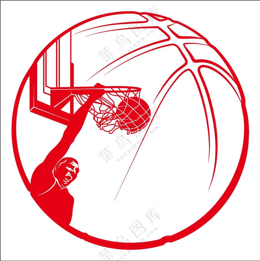 一个扣篮运动员剪影