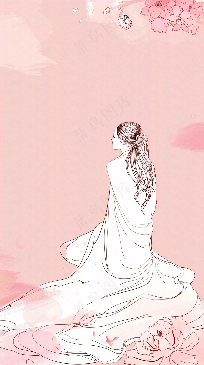 粉色花瓣女神节妇女节女生节插画浪漫背景