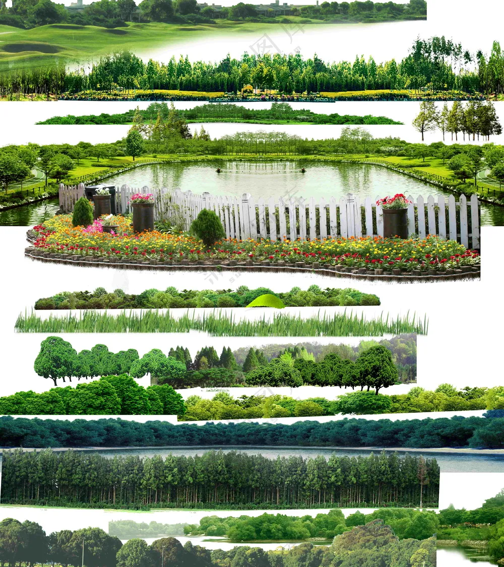 绿色水田素材psd模版下载