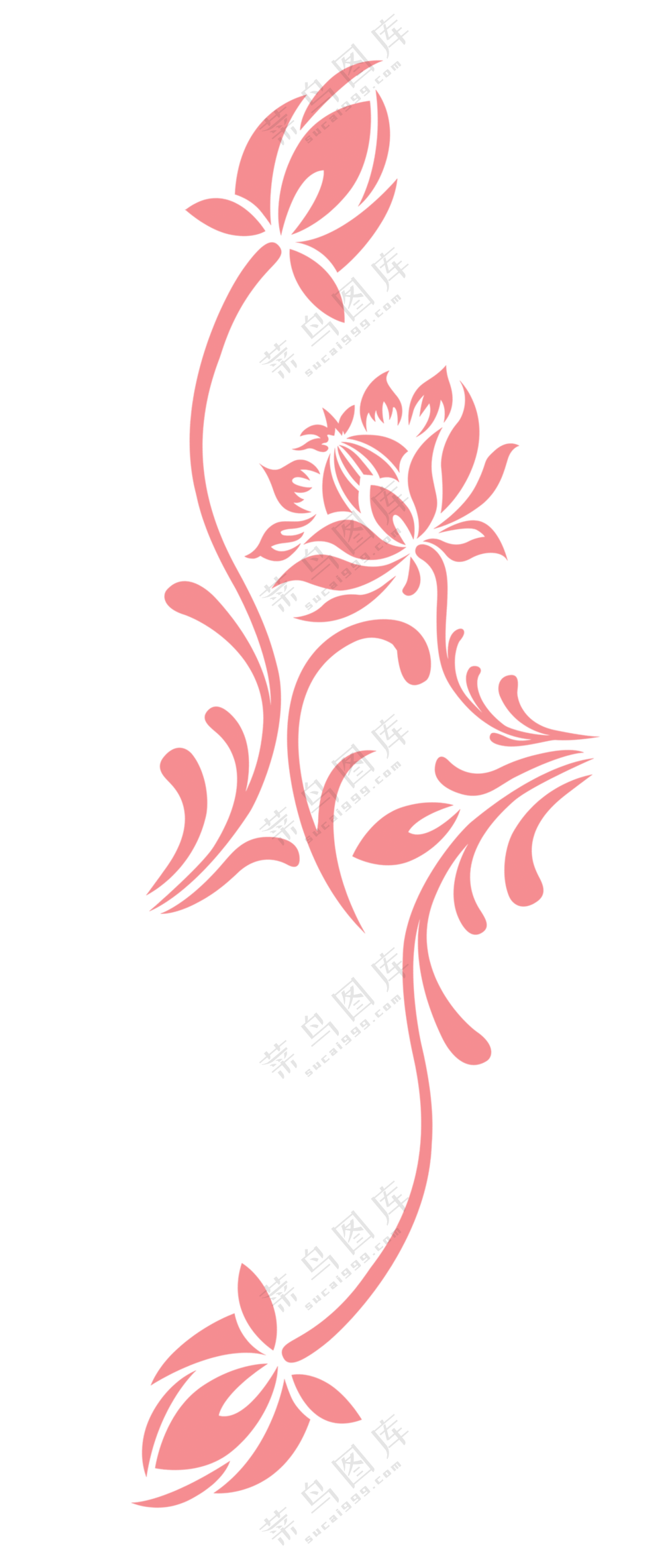 荷花元素花纹装饰图案免抠PNG素材