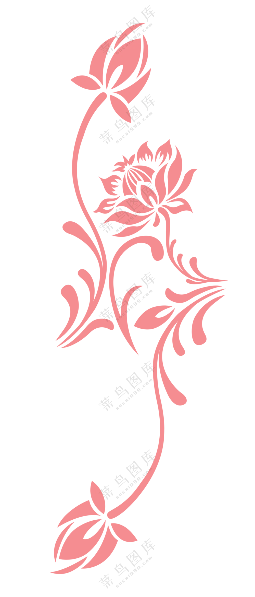 荷花元素花纹装饰图案免抠PNG素材