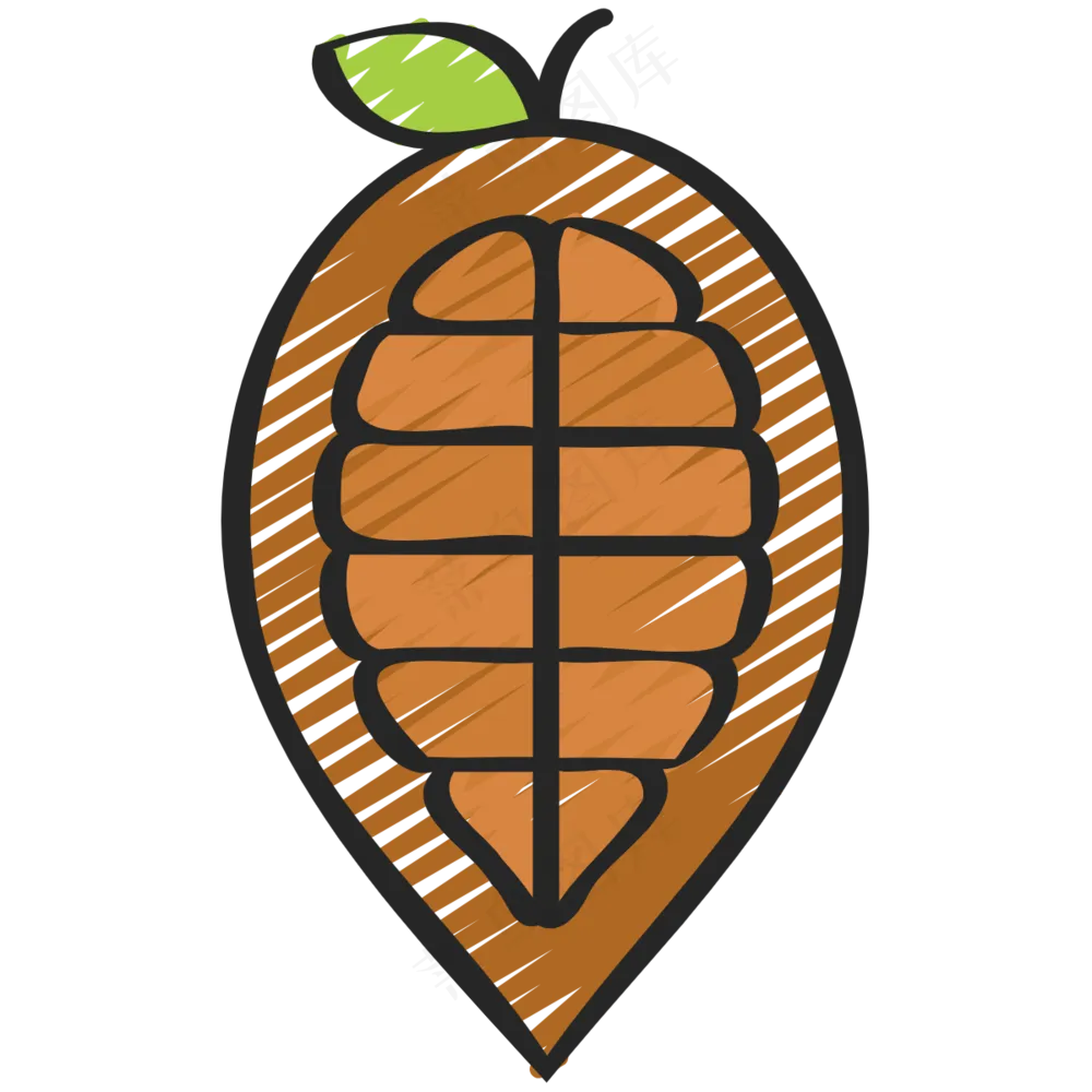 可可果 cacao 绿色健康食品 铅笔手绘图标icon