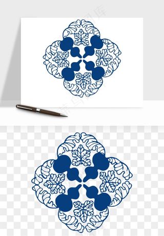 青花瓷花纹花卉图案png免抠