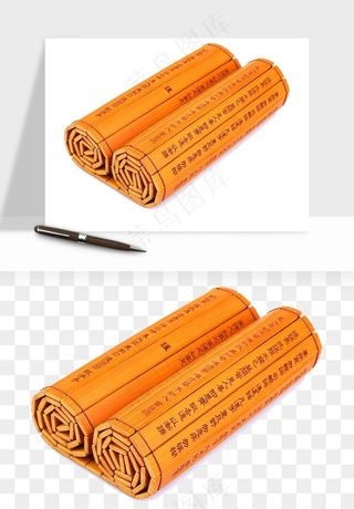 古风竹简卷轴书籍png免抠