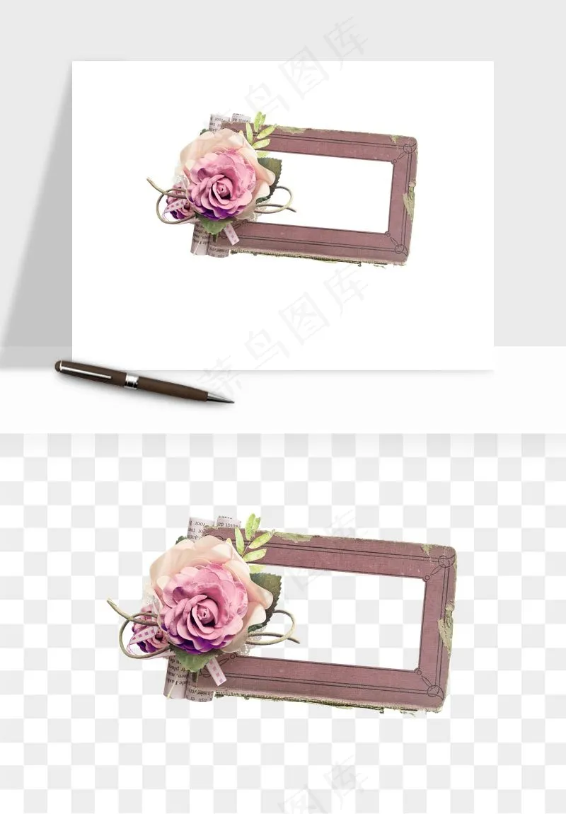 复古花卉相框欧式png免抠