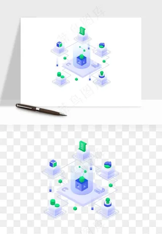 立体2.5d科技商务png免抠