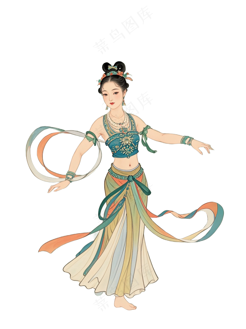 免抠工笔画中国风仙女舞蹈动态人物