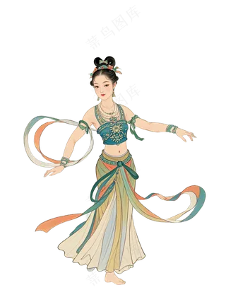 免抠工笔画中国风仙女舞蹈动态人物