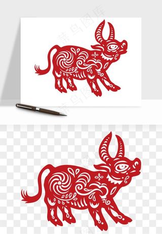 十二生肖剪纸中式纹样图案png免抠
