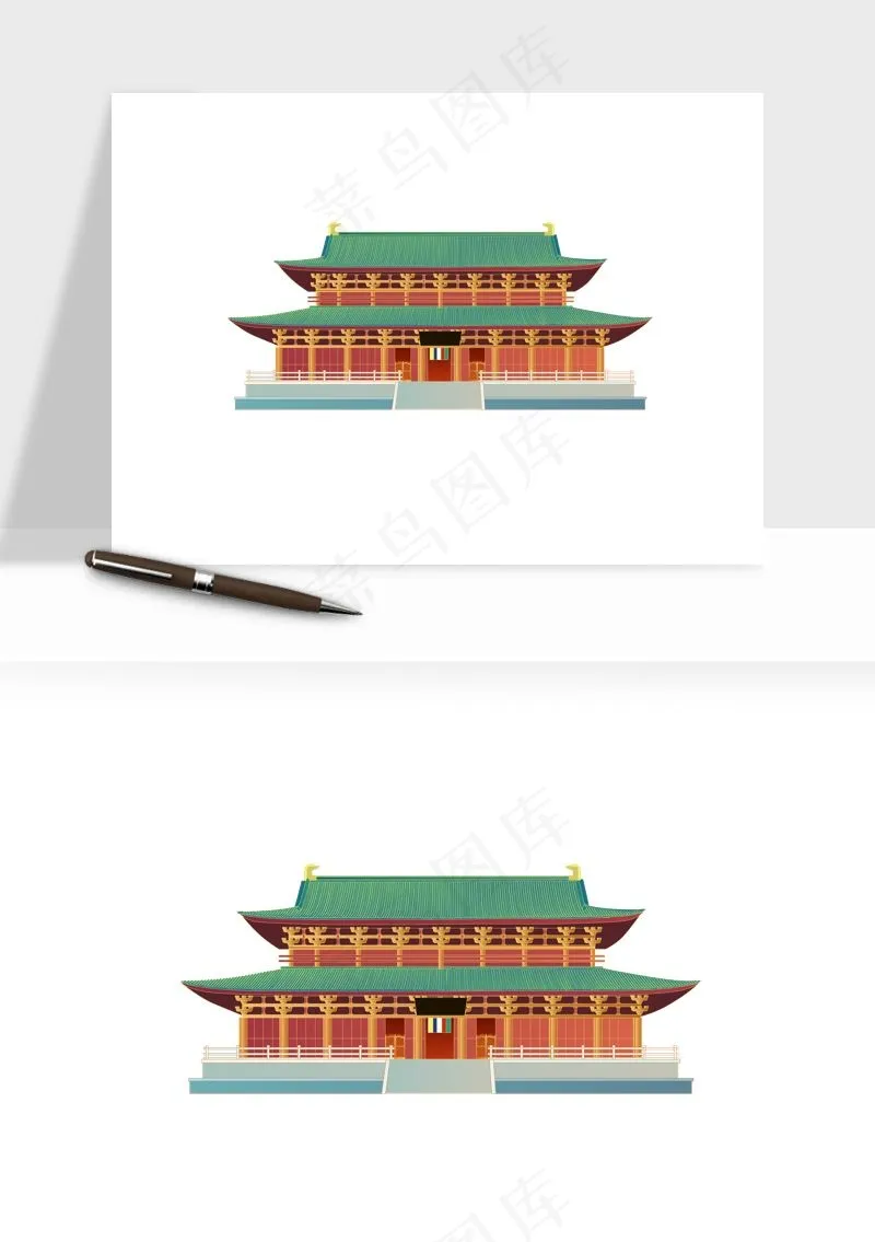 国潮风古建筑古楼古塔鼓楼ai,png免抠图