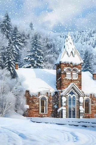 冬季雪山森林城堡白雪覆盖小寒大寒小雪摄影图