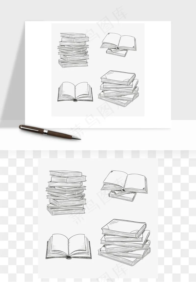 手绘书本打开书籍矢量png免抠