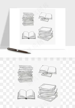 手绘书本打开书籍矢量png免抠