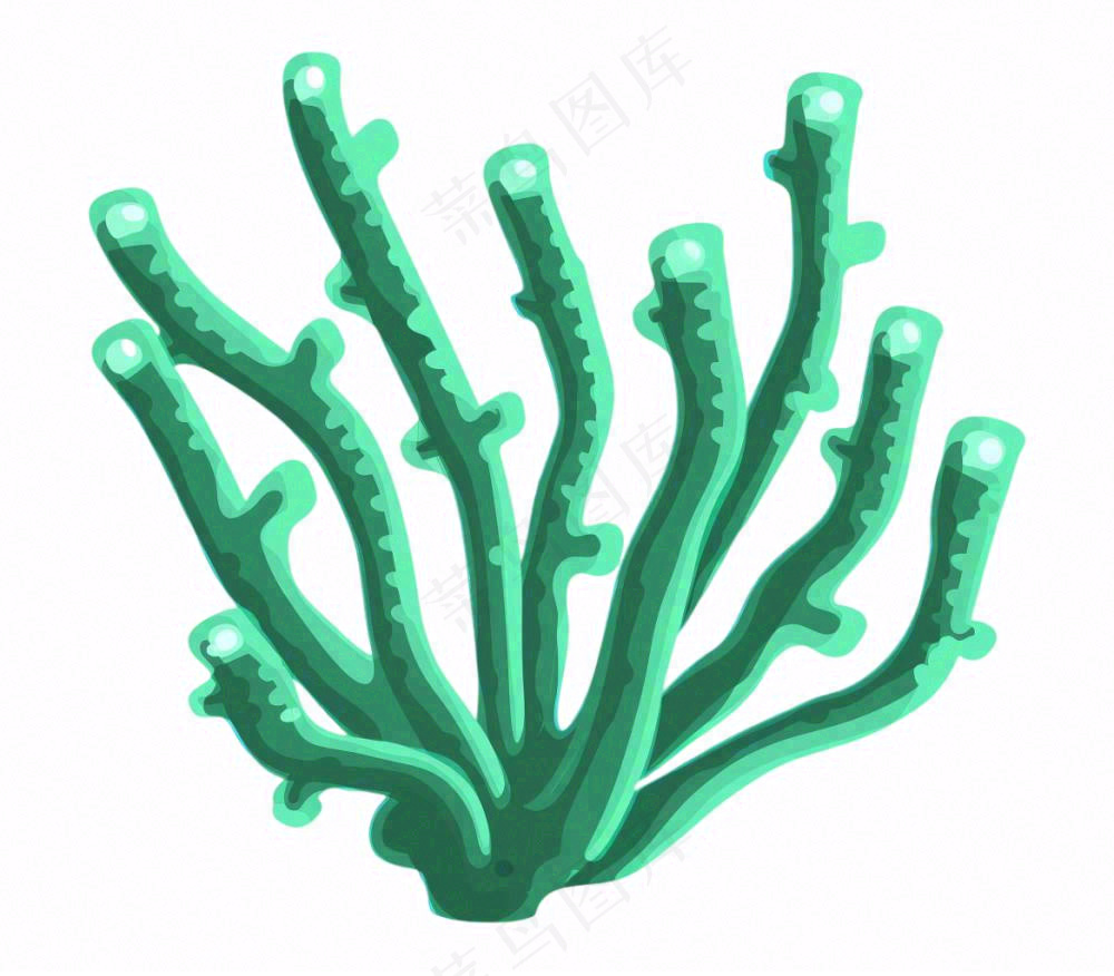 海洋海藻珊瑚植物卡通插画免抠