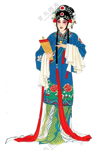 免抠工笔画中国风花旦京剧人物
