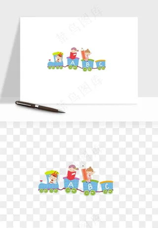 手绘儿童小孩玩耍png免抠