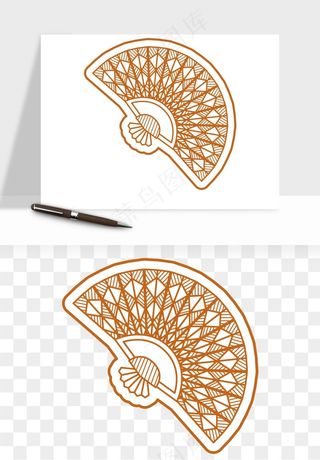 古风扇子元素png免抠