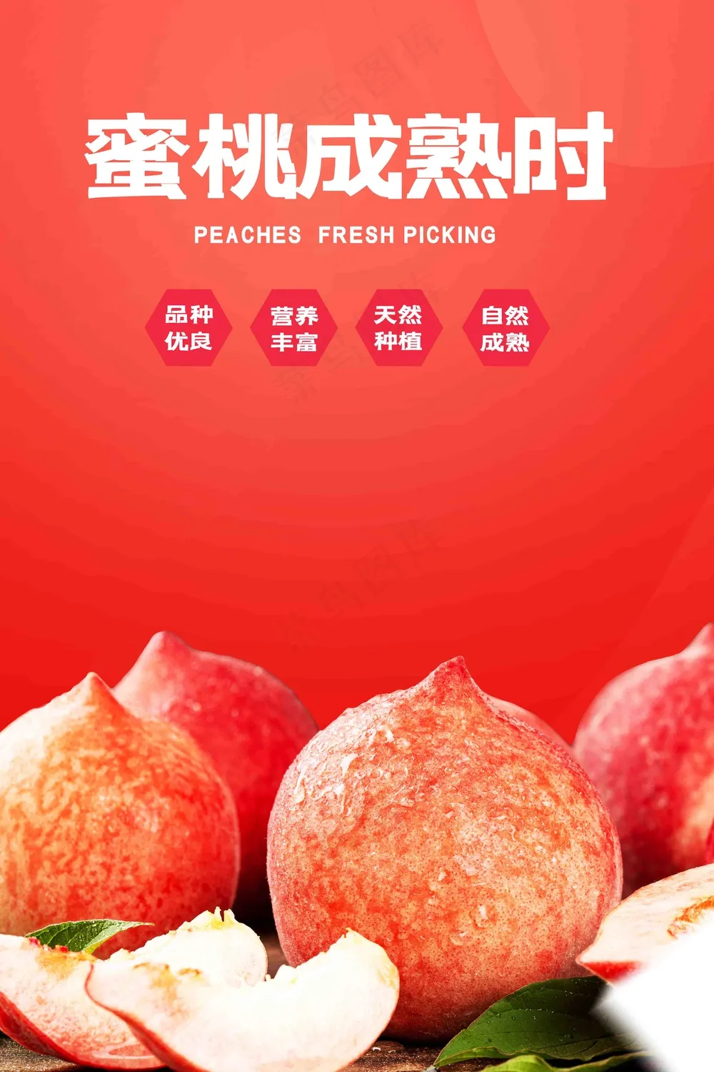 水蜜桃成熟水果海报