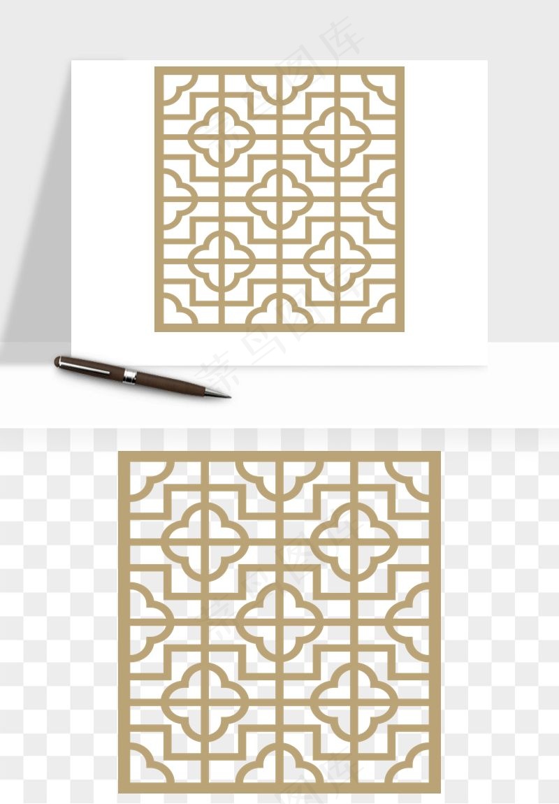 中式镂空古典图案png免抠