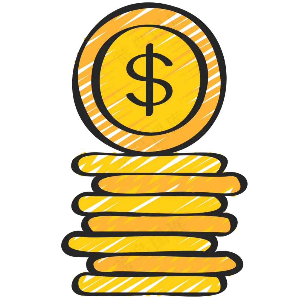 一堆金币 铅笔手绘图标icon