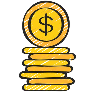 一堆金币 铅笔手绘图标icon