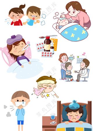 儿童感冒发烧生病吃药元素大合集