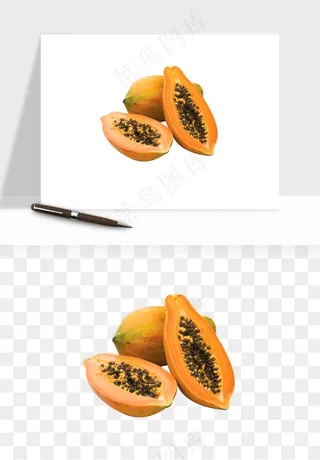 木瓜水果png免抠