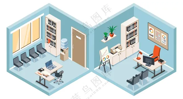 卡通办公室场景素材