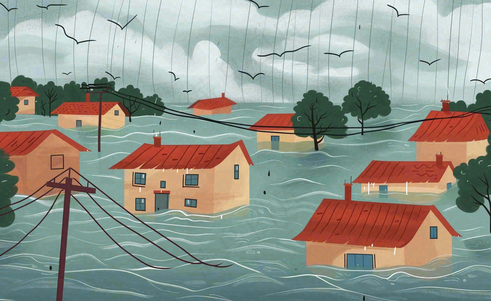 洪水自然灾害防洪预警摄影图