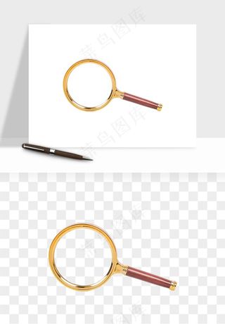 手绘放大镜镜片png免抠