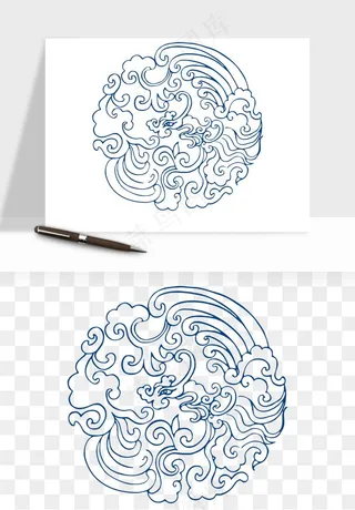 青花瓷花纹花卉图案png免抠