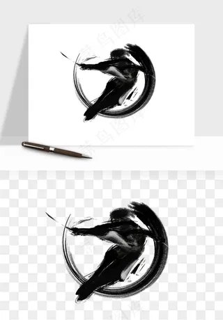 水墨江湖侠客武侠剪影png免抠