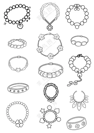 项链简笔画儿童幼儿园上色画素材合集