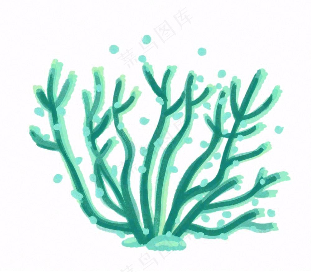 海洋海藻珊瑚植物卡通插画免抠