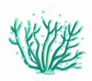 海洋海藻珊瑚植物卡通插画免抠
