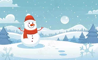 冬天白雪覆盖寒冷唯美雪景小寒插画背景