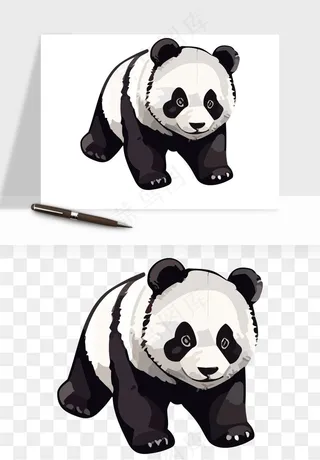 熊猫国宝手绘png免抠