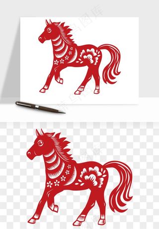 十二生肖剪纸中式纹样图案png免抠