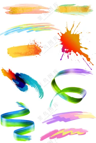 炫彩线条涂鸦动感彩色渐变笔刷元素大合集