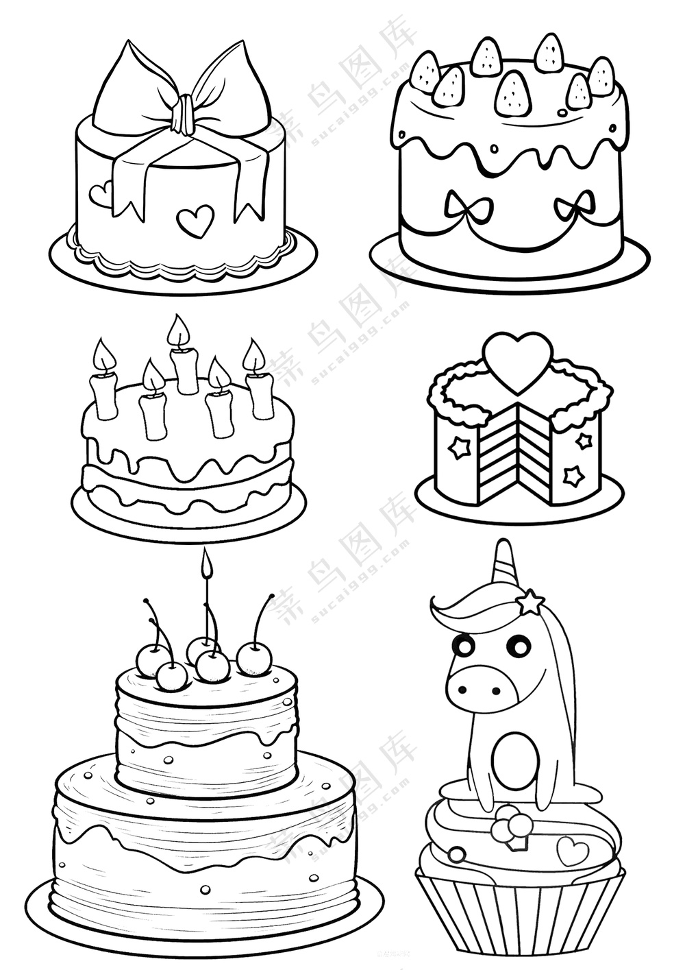 蛋糕元素幼儿园简笔画大合集