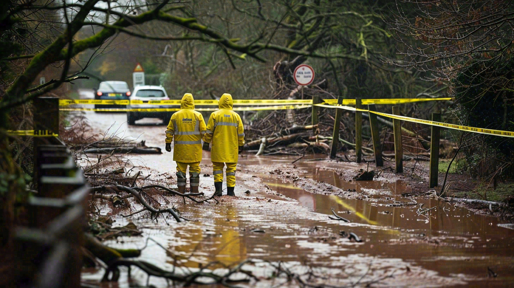 洪水自然灾害防洪预警摄影图