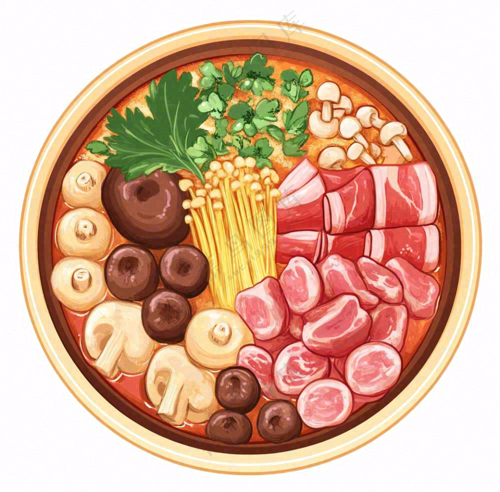麻辣烫火锅烫菜美食插画免抠