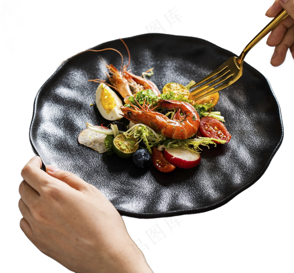 西餐沙拉简餐虾鸡蛋PNG素材