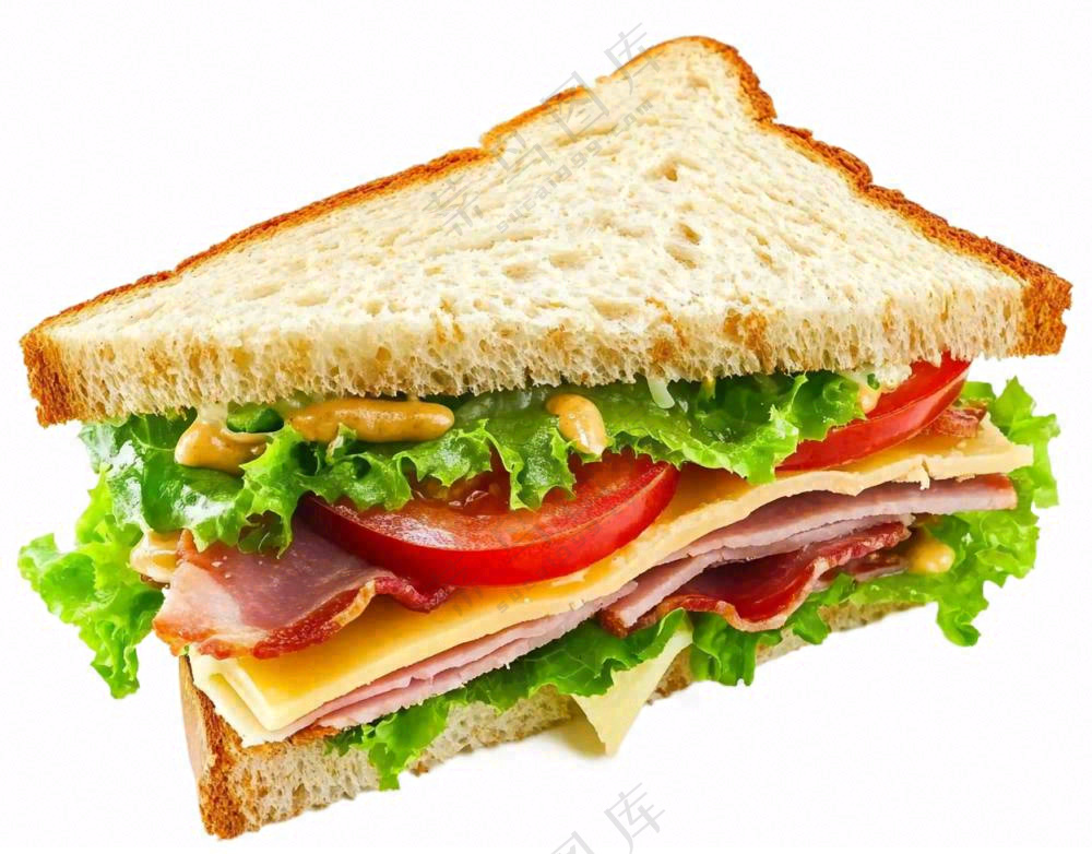 芝士培根三明治美食西餐摄影图免抠