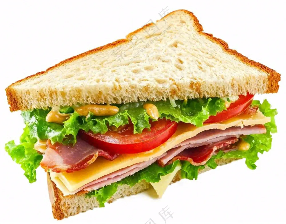 芝士培根三明治美食西餐摄影图免抠