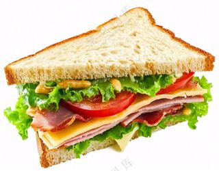 芝士培根三明治美食西餐摄影图免抠